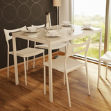现代小户型白色餐桌椅组合套装家用简约时尚钢化玻璃碳钢支架餐桌