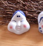 日式陶瓷餐具 出口日本 可爱脸谱创意手绘婆婆陶瓷筷架