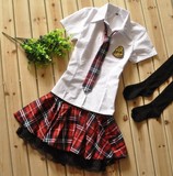 夏季韩版大码女装水手服两件套连衣裙蕾丝短裙学生JK制服校服套装