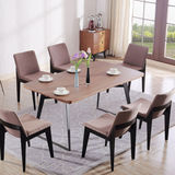 北欧实木餐桌 大小户型现代简约原木可伸缩长方形6人饭桌餐椅组合