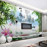 竹子风景山水客厅沙发电视背景墙画壁纸墙纸大型壁画中式无缝墙布