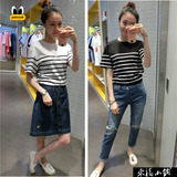 【PANCOAT】韩国专柜正品代购16夏条纹学院风情侣短袖T恤亲子