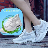 夏季厚底隐形内增高休闲运动女鞋8cm 学生韩版真皮气垫系带小白鞋