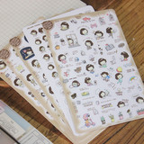 卡通小贴画女孩可爱韩国装饰贴纸 PVC透明日记本相册创意手机贴纸