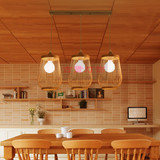 日式饭厅餐厅吊灯三头现代简约单头餐桌吧台灯具创意个性竹餐吊灯