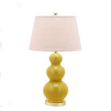 美式乡村三节黄色葫芦陶瓷台灯后现代简约时尚卧室样板间设计软装