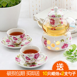 韩式陶瓷玻璃花茶壶加热茶具过滤泡花茶整套花草茶壶套装水果茶壶