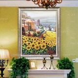 手绘油画客厅餐厅卧室玄关过道欧美简约式装饰画抽象花卉画向日葵