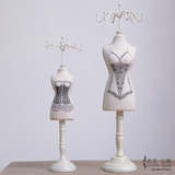 洛克安娜 欧式复古木质人形模特创意首饰架耳环项链架梳妆台摆件