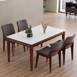 北欧大理石餐桌椅组合  简约实木长方形饭桌 水曲柳餐厅成套家具