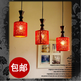 餐厅灯吊灯三头简约现代陶瓷景德镇复古创意个性时尚吧台中式灯具