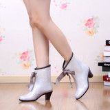 新款时尚雨靴 出口品质 韩国高跟飘带银色雨鞋雨靴水鞋