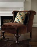 出口西班牙卡罗丽殖民风格美式乡村实木雕花布艺单人沙发椅家具