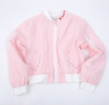 2016秋款刺绣字母少女也要穿的粉色MA-1短款飞行服外套