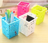 包邮 彩色韩国家居多功能创意时尚镂空桌面塑料收纳盒置物篮 笔筒