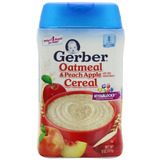 美国代购Gerber嘉宝2段婴幼儿米粉 黄桃苹果水果二段燕麦米粉