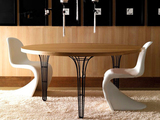 简约时尚圆形餐桌 美式loft实木复古简易圆餐台饭桌休闲咖啡桌子