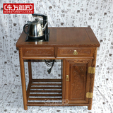 东方御匠红木鸡翅木茶台 中式小泡茶桌椅移动茶车实木茶几边几