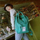 韩国ULZZANG双肩包女生可爱帆布包复古学院风书包两用手提背包潮