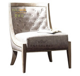 美式法式工业风实木休闲椅北欧复古做旧单人沙发椅酒吧咖啡厅椅子
