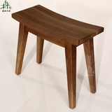 森林木语 现代简约实木梳妆凳化妆凳黑胡桃创意凳子换鞋凳方凳