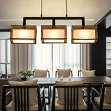 新中式餐厅吊灯现代简约客厅灯具创意铁艺仿古长方形吧台led灯饰
