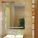 波浪花边浴室镜卫生间镜子带置物层架洗手间卫浴镜挂式包邮JY006