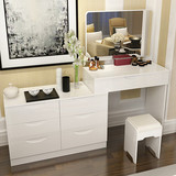 简约现代白色烤漆梳妆台卧室组合多功能小户型可伸缩化妆桌宜家