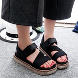 2016夏季新款韩版潮原宿风魔术贴防滑厚底凉鞋中跟学生松糕女鞋子