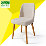 北欧复古实木餐椅 现代简约布艺椅子 咖啡馆椅子茶餐厅休闲皮椅子