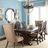 高端定制实木餐桌法式乡村美式复古仿古橡木高档餐桌椅组合家具