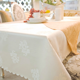 2016植物花卉化纤欧式布艺餐桌圆桌茶几白色长方形宴会酒店桌布
