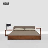 日式实木床简约现代榻榻米实木床北欧宜家软靠背床1.51.8米双人床