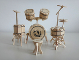 正品四联木制仿真模型 木质3d立体拼图 乐器模型 爵士鼓 架子鼓