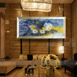 现代抽象花卉油画 手绘油画餐厅装饰画单幅 书房玄关成品定制