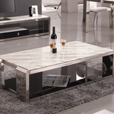五金不锈钢大理石茶几 简约现代创意长方形小户型客厅家具茶桌子