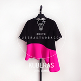 KUBERAS独家定制2016夏季女装新款走秀B家不规则设计撞色短袖上衣