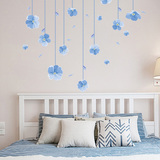 蓝色花朵墙贴温馨卧室床头吊顶贴画客厅影视墙贴纸电视背景墙贴花
