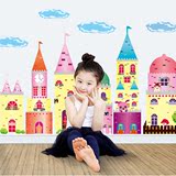 儿童房间装饰墙贴纸 男孩女孩卧室仿3d创意贴画新款空中城堡