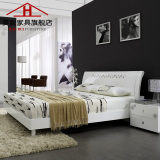 现代时尚家具卧室1.5米双人床 1.8米婚床 白色板式高箱床 低箱床