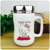 凯蒂KT猫办公室陶瓷杯子可爱龙猫创意带盖勺马克杯咖啡杯情侣水杯