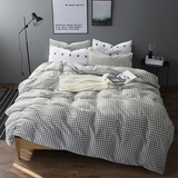 条纹床笠款床上四件套纯棉全棉床单被套双人1.5米1.8m床2.0m