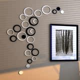 创意圆圈圆环3D立体墙贴魔力格子客厅装饰贴家居木质墙上置物架