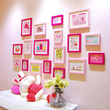 照片墙相框墙创意组合 可爱玫红粉色相片墙 卧室客厅过道墙面装饰