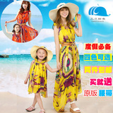 母女亲子装沙滩裙波西米亚连衣裙雪纺长裙短裙儿童童装海边度假裙
