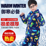 冬季儿童睡衣珊瑚绒夹棉加厚法兰绒男女童保暖家居服小孩睡衣套装