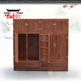 红木顶箱柜大衣柜中式古典红木套房客厅两门四门花鸟百子组合家具