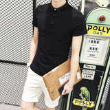英伦潮流polo衫男 青年学生韩版修身简约半袖欧美百搭短袖T恤微领