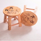 儿童圆凳子家用宝宝板凳田园原木橡木创意客厅简约现代实木矮凳
