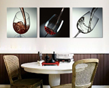 新款 现代餐厅酒吧装饰画美酒葡萄酒杯无框画壁画墙上挂画三联画